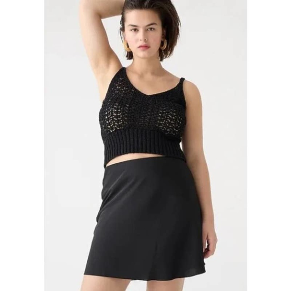 J. Crew Gwen Black Mini Slip Skirt Plus Size 2X NWOT BK711